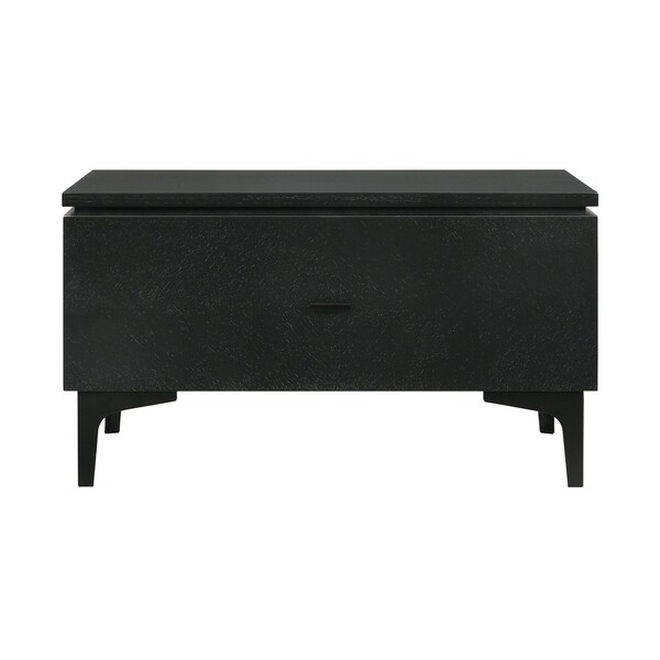 Armen Living Legend Black Glaze Ash Veneer 1 Drawer Nightstand with Metal Legs LCLELABL - main